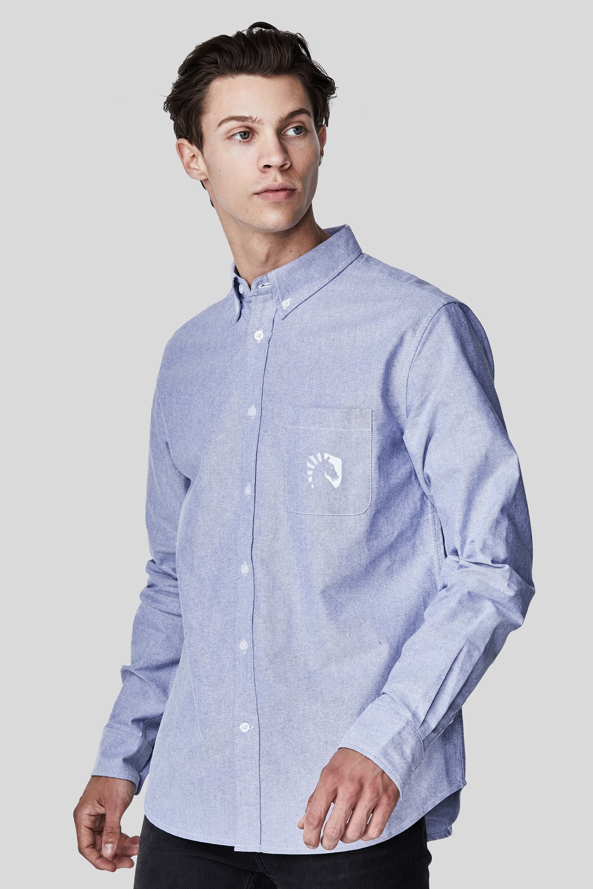 LIQUID LONG SLEEVE OXFORD SHIRT - BLUE OXFORD - Image 13