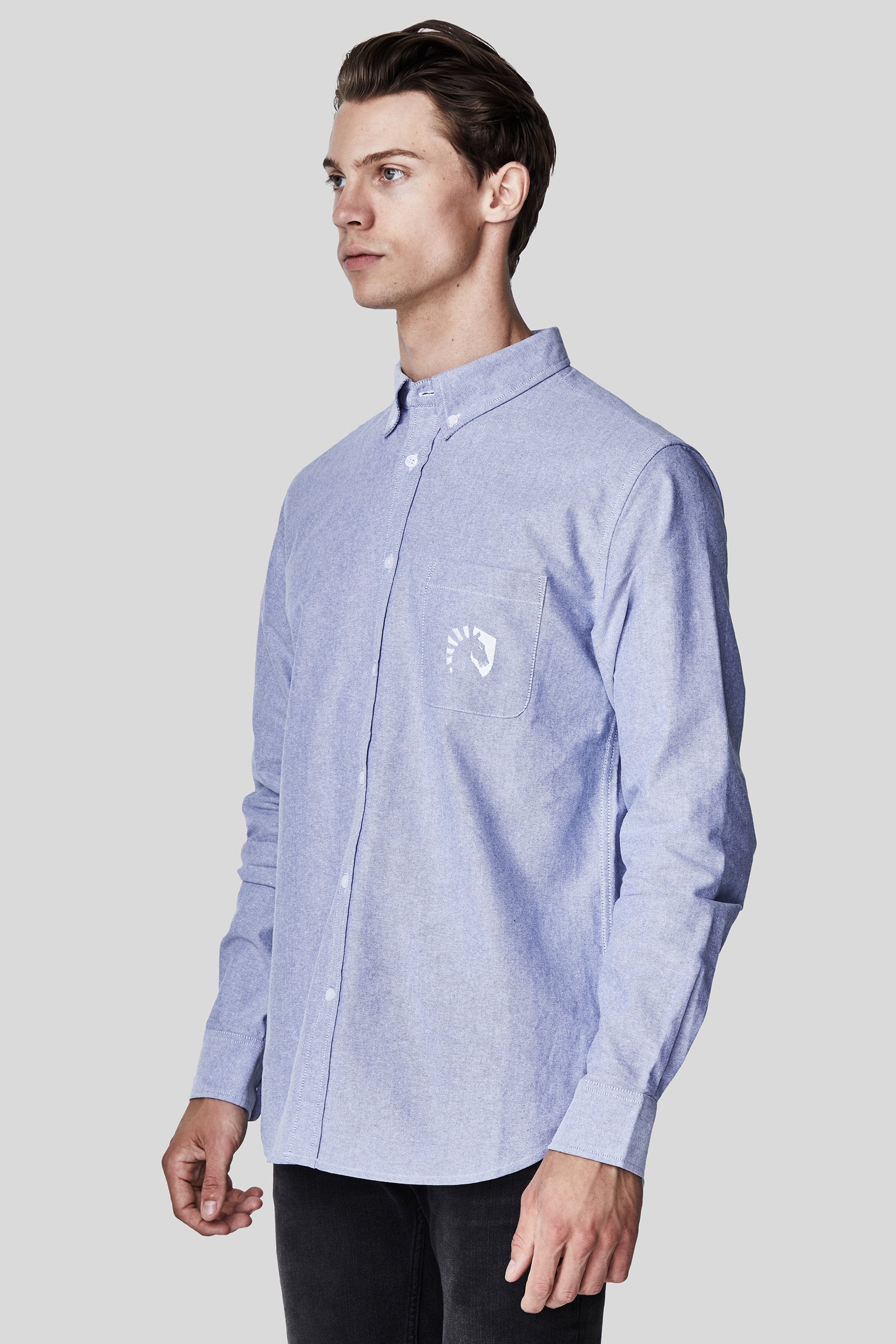 LIQUID LONG SLEEVE OXFORD SHIRT - BLUE OXFORD - Image 3